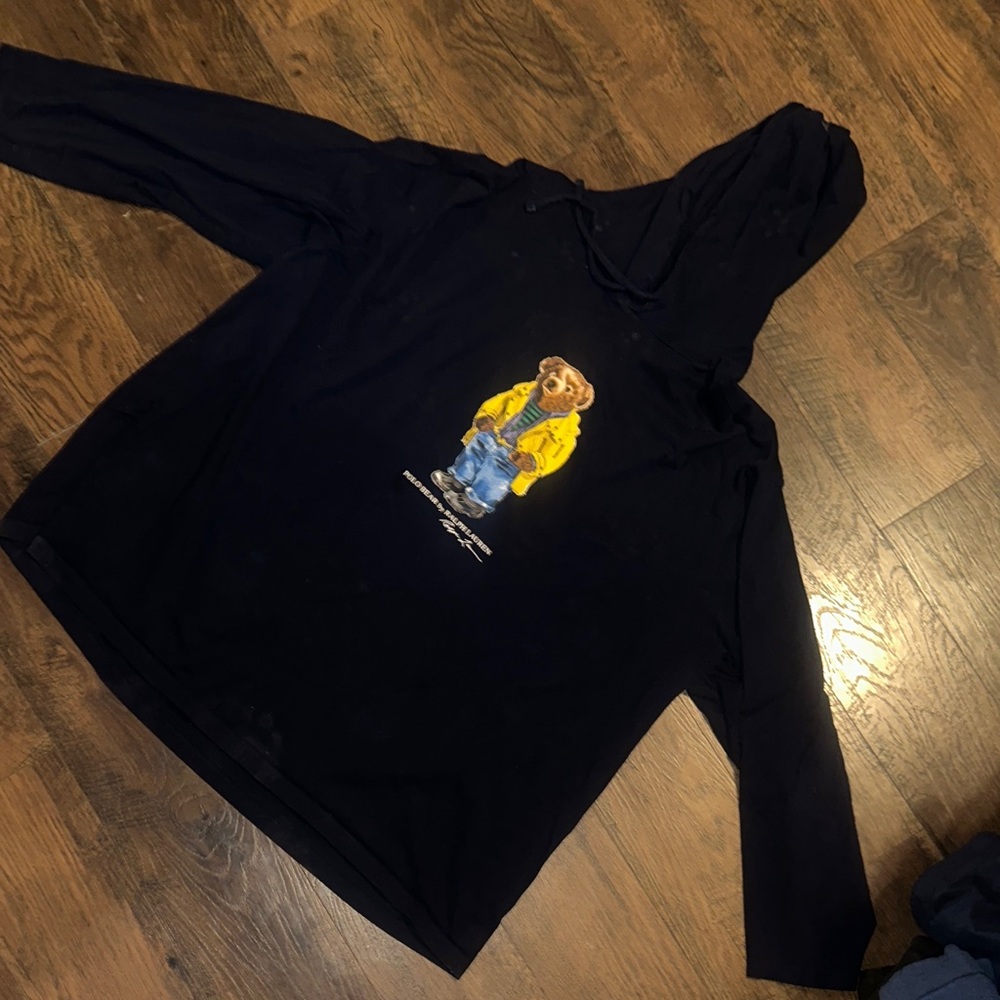 Ralph Lauren Black Sweatshirt with Polo Bear in Yellow Jacket - Picture 3 of 4